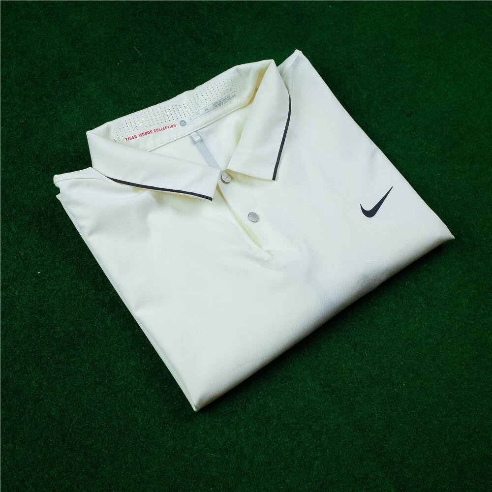 Nike Golf Tiger Woods Collection White/Blue Snap Button Polo